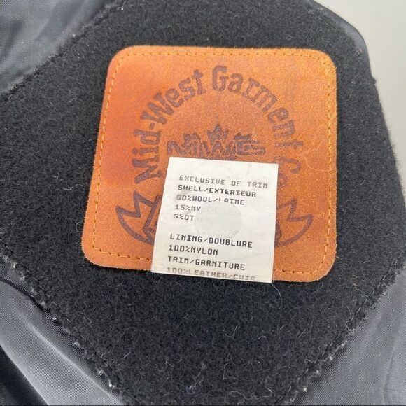 Vintage Mid-West Garment Co Women's Black, Grey Wool Leather Trim Western Blazer - Picture 8 of 8